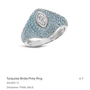 Lili Claspe Silver Turquoise Birdie Pinky Ring NWT